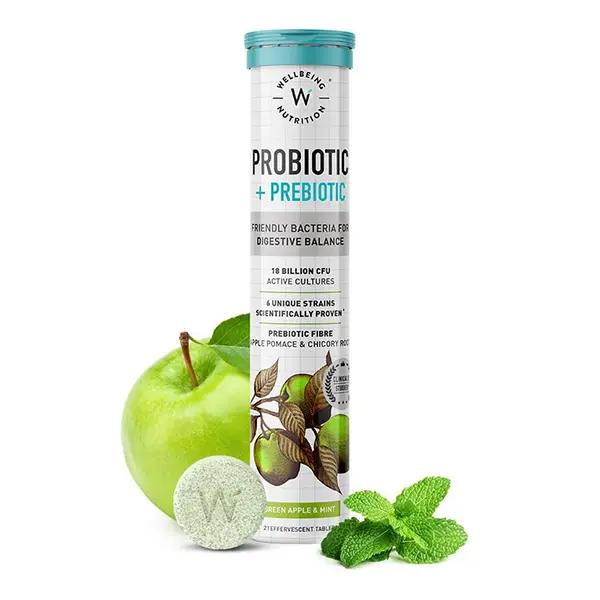 Wellbeing Nutrition Probiotic & Prebiotic Green Apple, Mint